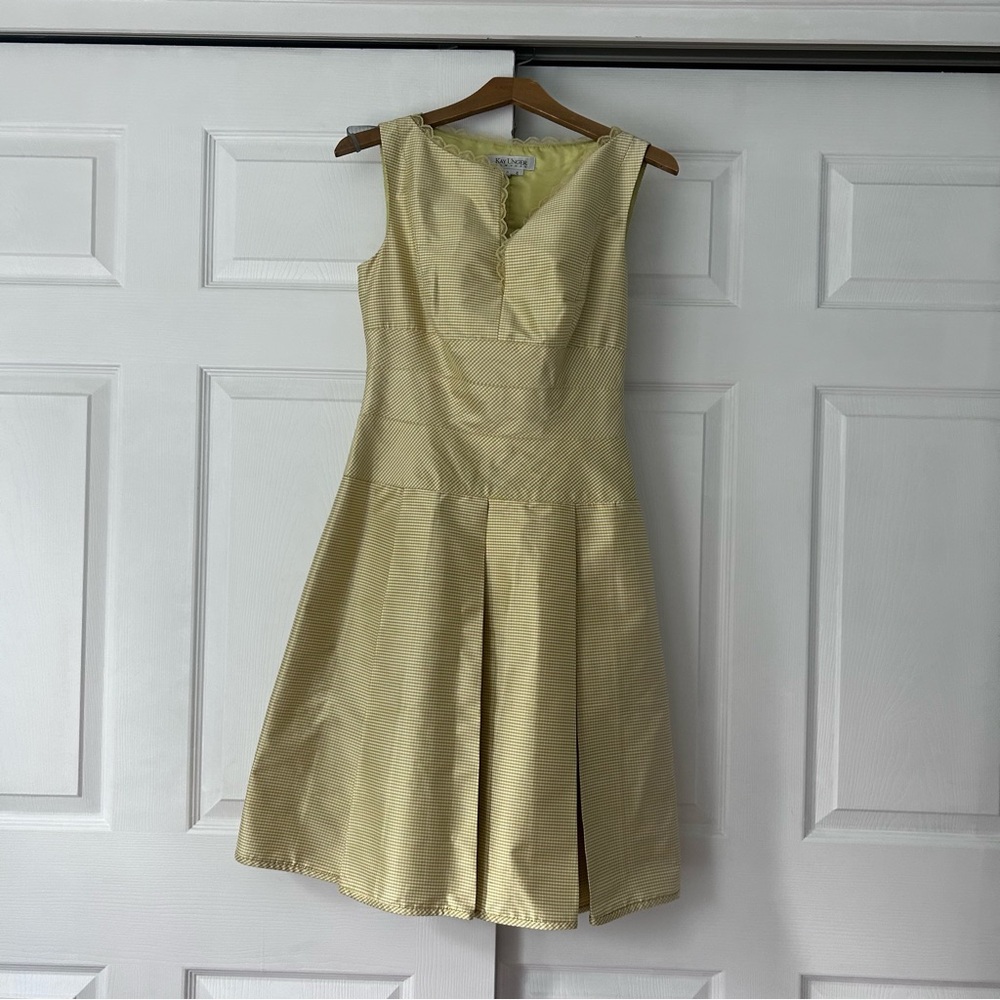 Kay Unger Light Yellow A-Line Midi Dress